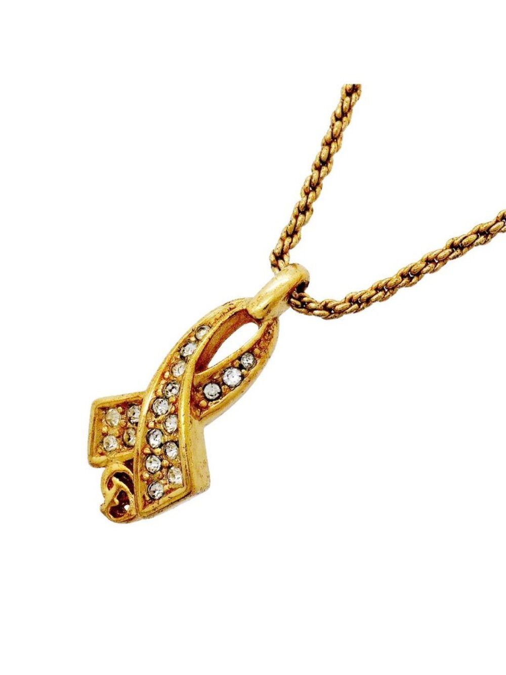 Dior Necklace CD Logo Gold Plated Rhinestone